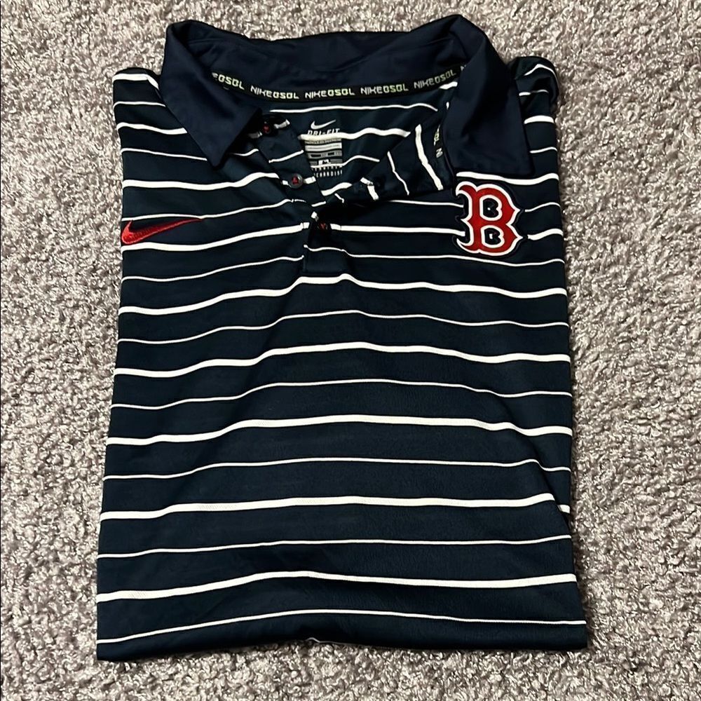 Nike Boston Red Soz Blue and White Polo Shirt